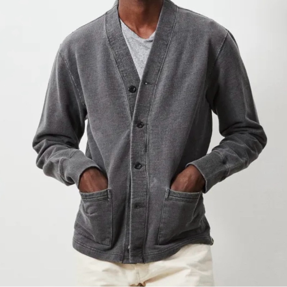 Todd Snyder Men’s Black Sand ColorWay Cardigan FashionCore Button Crewneck